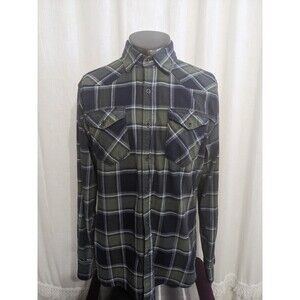 Wrangler Flex For Comfort Shirt Mens Sz M Plaid Button Up Long Sleeve Workwear